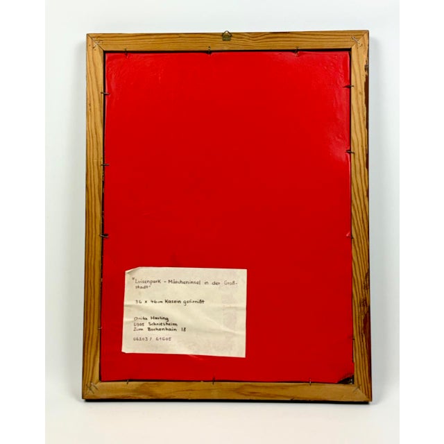 Anita Büscher-Harling, Luisenpark, Fairy Tale Island in the Big City, 1970s, Oil on Panel, Framed For Sale - Image 8 of 10