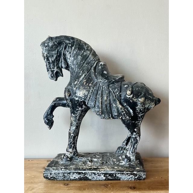 Mid-Century Modern Vintage Cast Concrete Tang Horse For Sale - Image 3 of 12