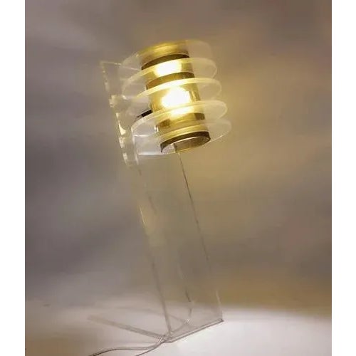 Sculptural Space Age Clear and Smoked Acrylic Glass Table Lamp, Italy, 1970s For Sale - Image 11 of 12