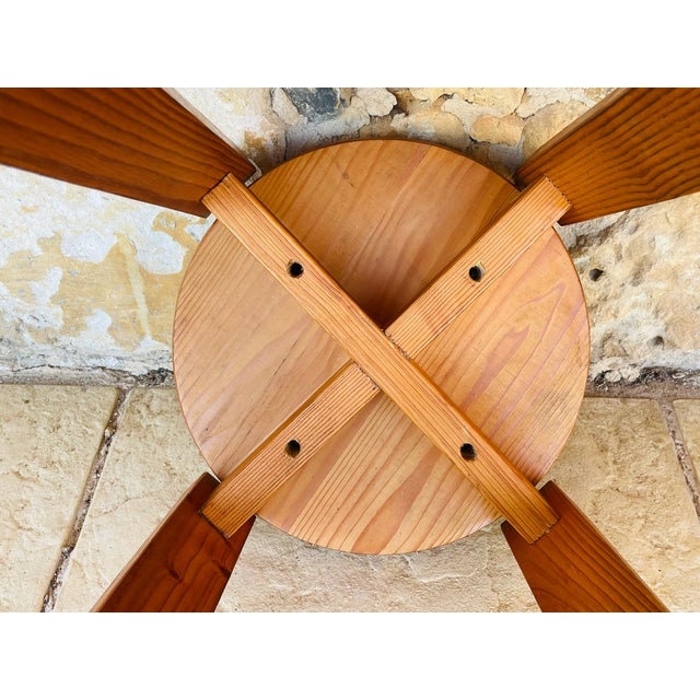 Vintage Fir Wood Stool with Fins, 1970s For Sale - Image 16 of 18