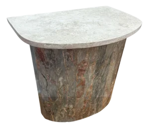 Contemporary Multicolored Stone Console With Fossilized Limestone Top