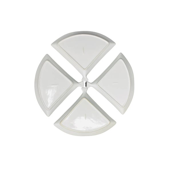 Vintage Uchiwa Fan Shaped Porcelain Plates With Gold Edge a Set of 4 For Sale - Image 11 of 12