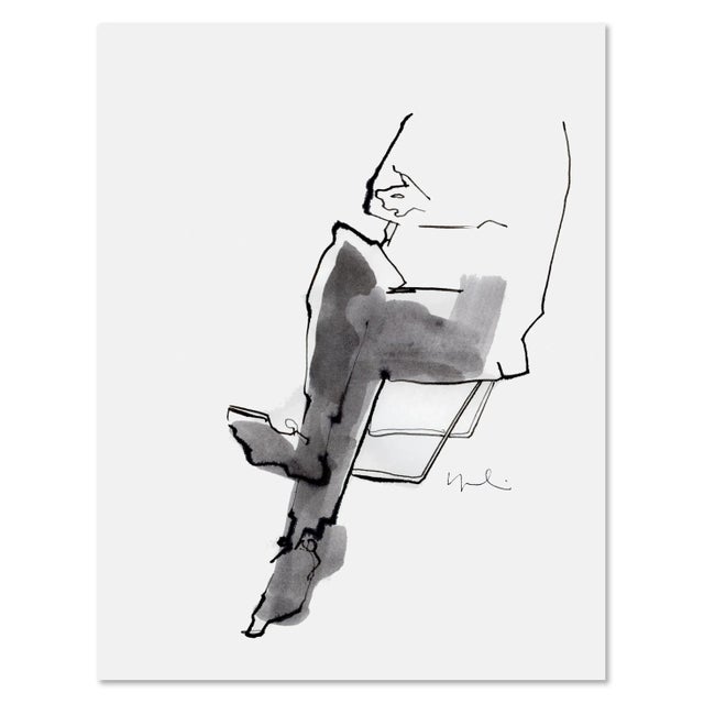 "Seated Figure" Original Set of Four Ink Drawings by Yuki Osada For Sale - Image 4 of 6