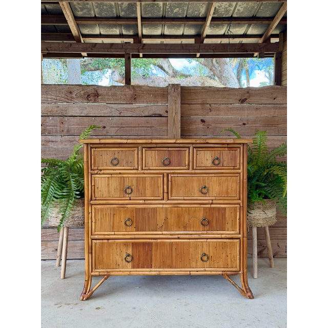 Coastal Organic Modern Split Rattan Chest of Drawers by Milling Road for Baker For Sale - Image 11 of 12