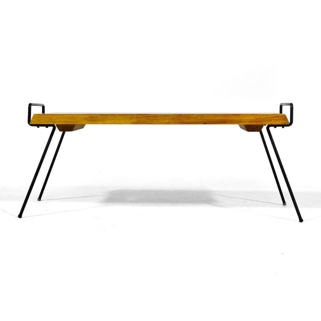 Mid-Century Wood Bench / Table with Iron Legs For Sale In Chicago - Image 6 of 10