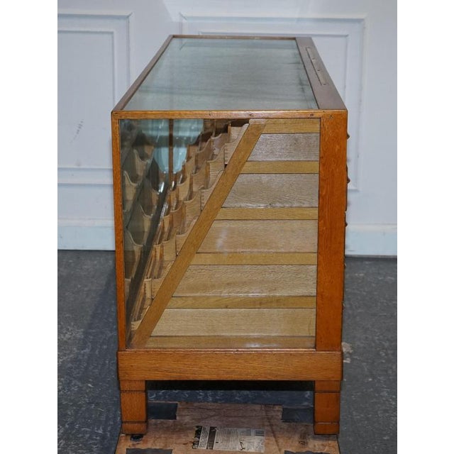 Wood Antique Victorian English Oak Haberdashery Shop Counter with Glass Panels, 1920s For Sale - Image 7 of 18