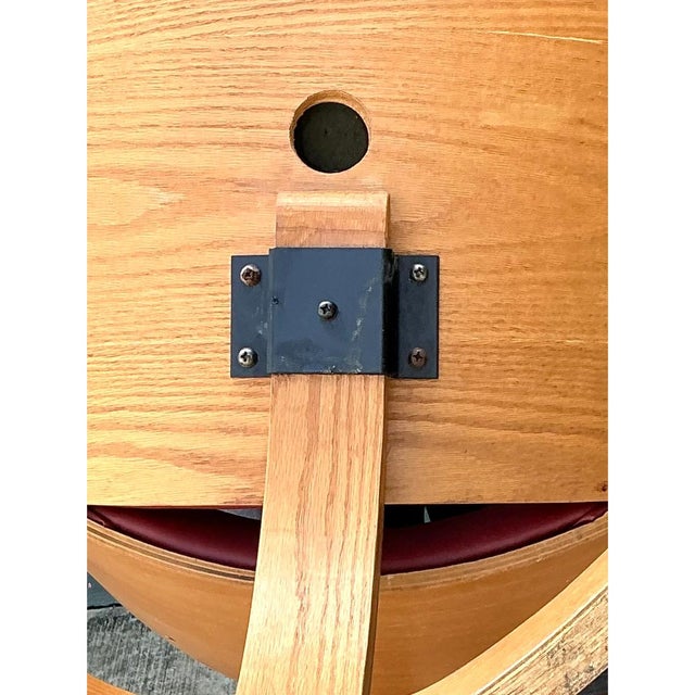 Vintage Wood and Vinyl Cantilever Chair After George Mulhauser For Sale - Image 11 of 12