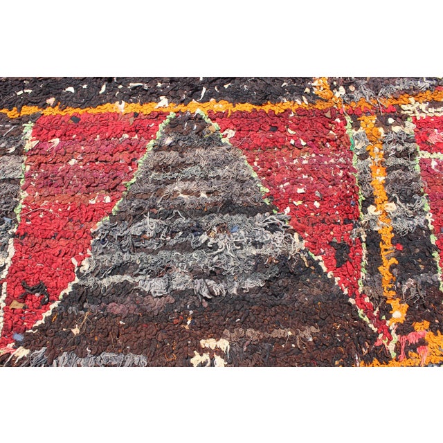 Charcoal Moroccan Boucherouite Large Rag Rug With Abstract Design in Charcoal and Brown 5.2 X 8.8 For Sale - Image 8 of 12