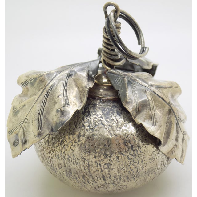 1960s Vintage Italian Handmade Genuine Silver Tangerine/Mandarin Traditional Italian Christmas Decoration For Sale - Image 5 of 11