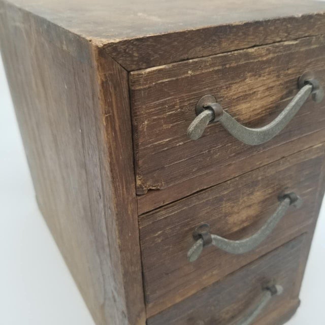 Vintage Japanese Wooden Three-Drawer Chest For Sale - Image 12 of 14