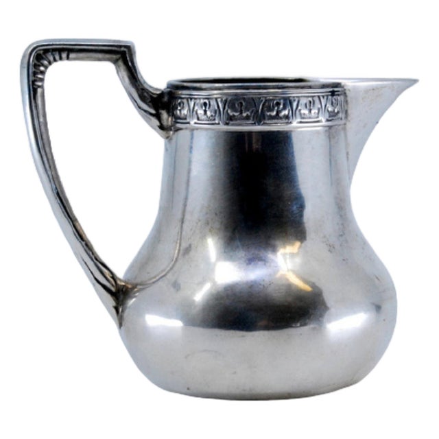 Plain Silver Wine Jug with Embossed Garlands on the Rim For Sale