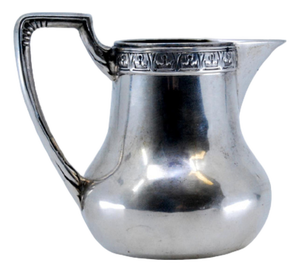 Plain Silver Wine Jug with Embossed Garlands on the Rim