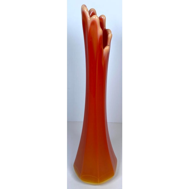 Pair of Bright Orange l.e. Smith Bittersweet Vases For Sale - Image 12 of 14