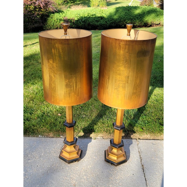 Wood 1960s Oversized Rembrandt Reflector Lamps With Metallic Copper Shades For Sale - Image 7 of 15