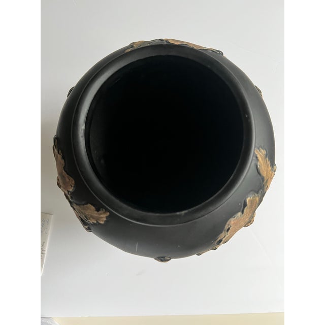 Tiffin Black Amethyst Satin Glass Vase With Coralene Poppies, Circa 1930s For Sale - Image 10 of 12