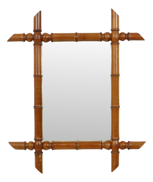 Chinoiserie Faux Bamboo Mirror in Wood