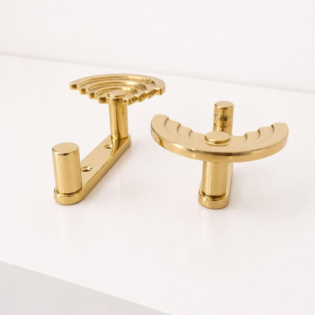 SE 314 Postmodern Brass Wall Hooks Coat Hangers by Ettore Sottsass, Italy, 1985 For Sale - Image 3 of 9