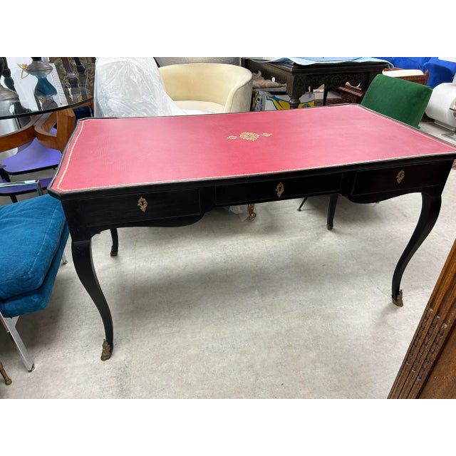 1920s French Maison Jansen Attributed Louis XVI Style Ebonized Desk For Sale In Houston - Image 6 of 12