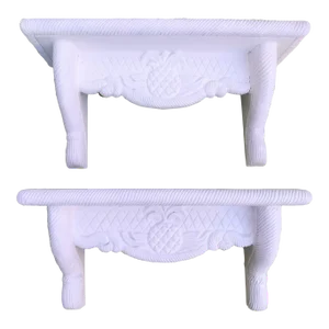 Rare Vintage Solid Wood Carved Pineapples Gampel- Stoll Wall Shelves- a Pair