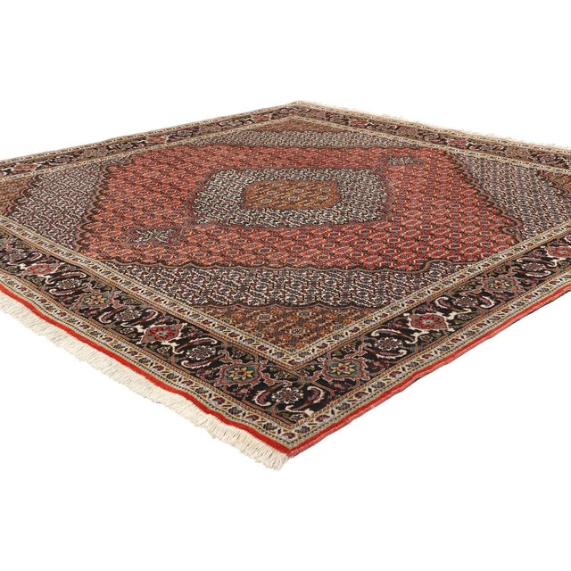 78781 Square Vintage Persian Mahi Tabriz Rug, 06'08 x 06'09. Nestled amidst the majestic Sahand Evnali mountains in...