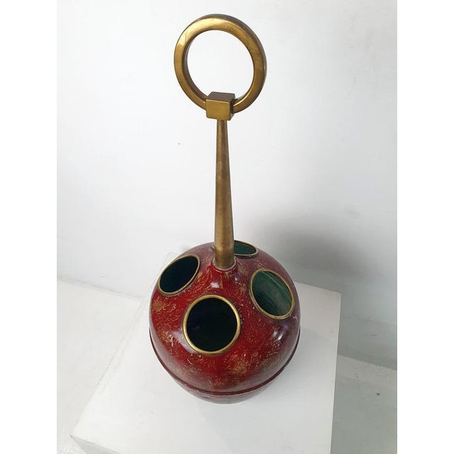Mid-Century Modern Umbrella Stand in Brass and Aluminum, Italy, 1950s For Sale - Image 3 of 9