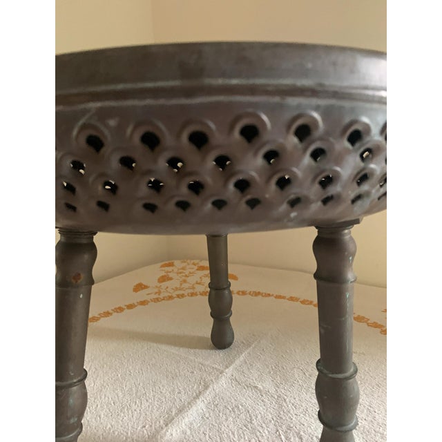 Metal Early 20th Century Pierced Metal Foot Warmer Stool For Sale - Image 7 of 8