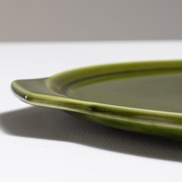 Forest Green 1970s France Forest Green Ceramic Platter For Sale - Image 8 of 15