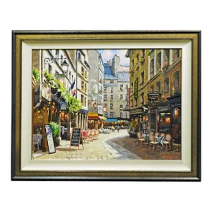s.sam Park Parisian Cafe Landscape Signed At, Submit an Offer Original Coa