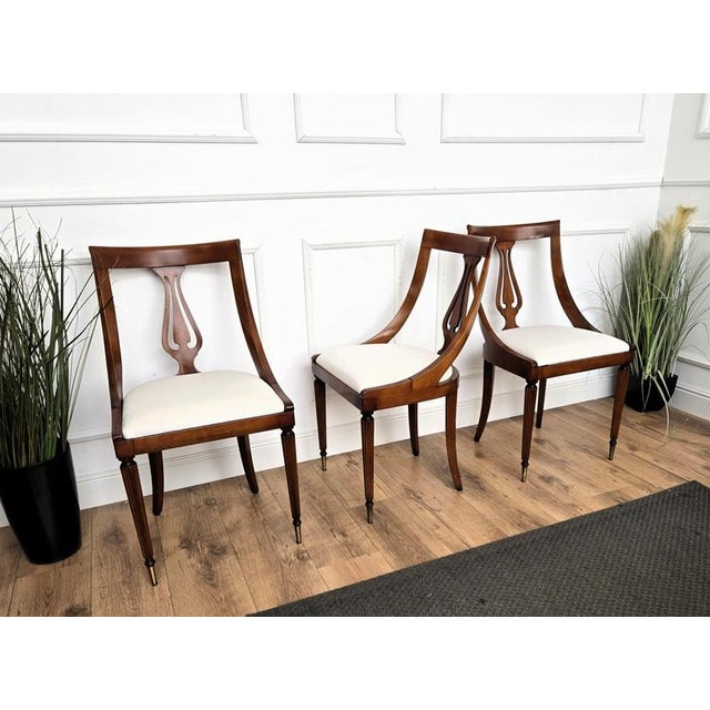 Italian Biedermeier Style Walnut Gondola Dining Chairs, 1950s, Set of 6 For Sale - Image 9 of 12