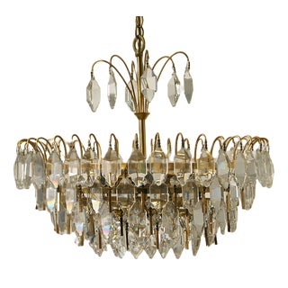 Large Crystal Glass Ceiling Lamp from Palwa For Sale