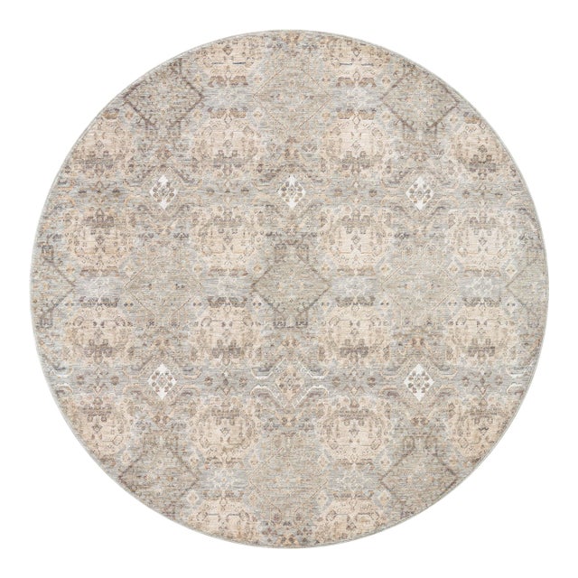 Amber Lewis x Loloi Zuma Silver / Multi 5'-3" x 5'-3" Round Area Rug For Sale