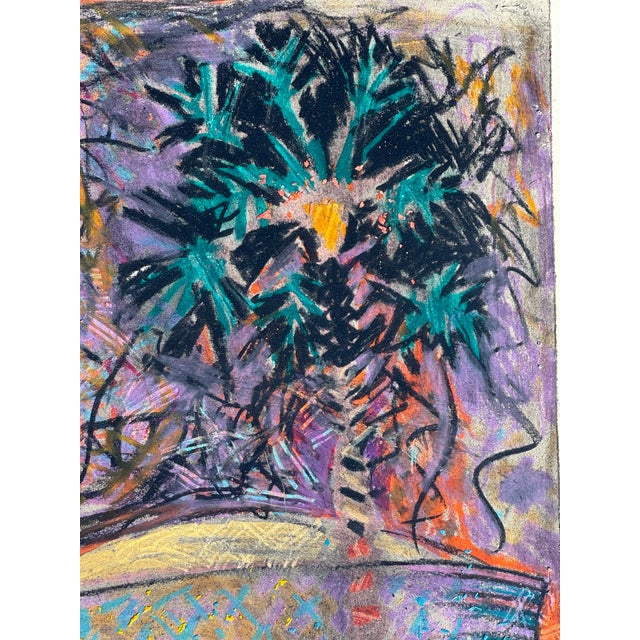 Sculpture Materials Vintage Abstract Expressionistic Palm Tree Painting For Sale - Image 7 of 8