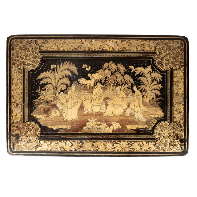 Nest of Four Chinese Export Lacquer Tables For Sale - Image 10 of 11
