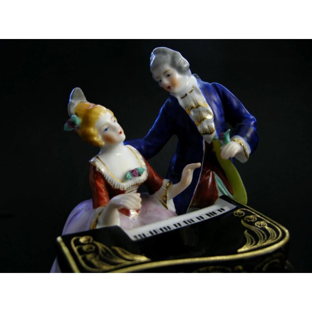 White Mid-Century Renaissance Porcelain Piano Woman & Gentleman Courtship Made in Occupied Japan For Sale - Image 8 of 10