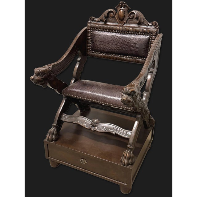 Early 20th Century Carved Dog-Head Savonarola Chair For Sale - Image 4 of 12