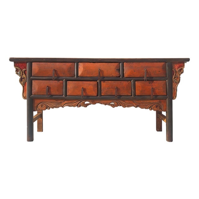 Antique Chinese 72" Long Apothecary Cabinet For Sale