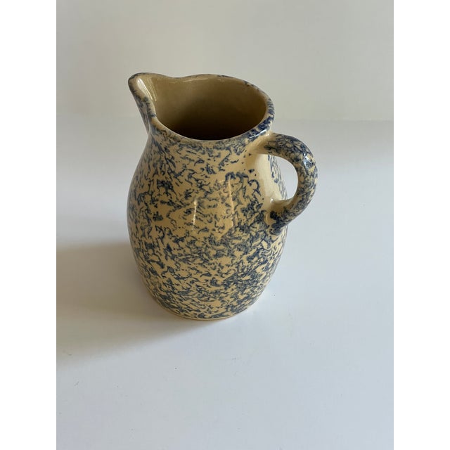 Vtg RRP Co. Blue Spongeware Pitcher Robinson Ransbottom Roseville, a beautiful addition to your collection. Perfect for...
