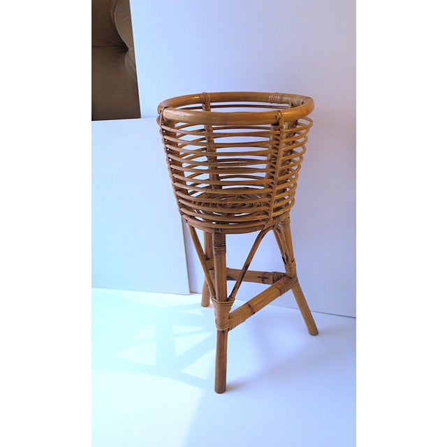 Wicker Rattan Plant Stand Holder Cachepot For Sale - Image 4 of 9