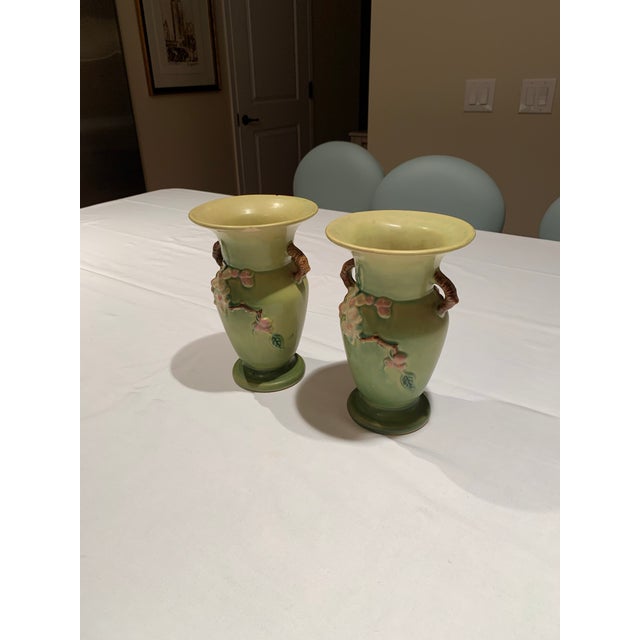 One Roseville Pottery vase, 1948 Trial Glaze Experimental Apple Blossom Shape #385-8 Green Color. Lovely shape and color....