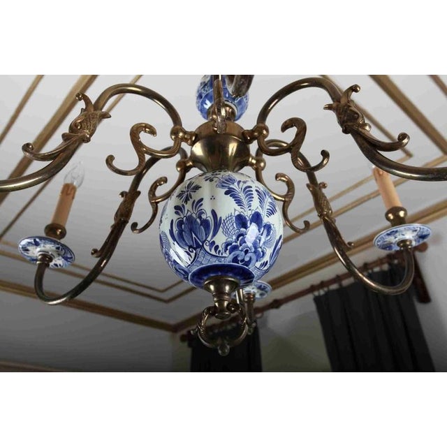 Dutch Painted 6-Arm Chandelier For Sale - Image 6 of 6