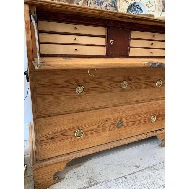 Swedish Pine Secretaire with Iron Side Handles For Sale - Image 12 of 18