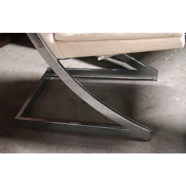 1970s Set of 6 "Z" Upholstered Dining Chairs With Chrome Frames by Milo Baughman for Dia For Sale In Chicago - Image 6 of 12