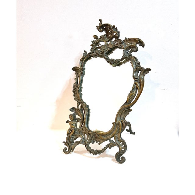 Art Nouveau Art Nouveau 19th Century Silver Plated Bronze Table Mirror For Sale - Image 3 of 11