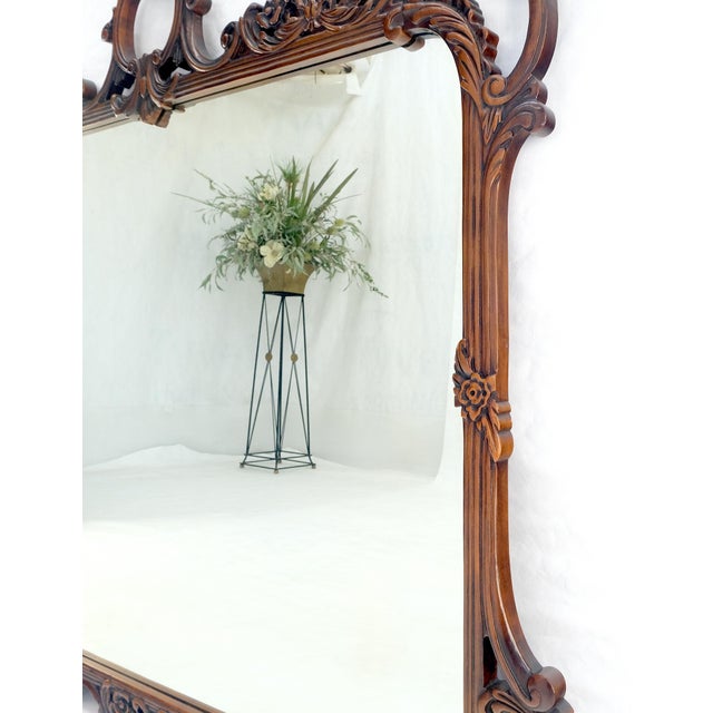 Mid 20th Century c1940s Pierced Carved Mahogany 56x50” Chippendale Style Wall Mirror MINT! For Sale - Image 5 of 11