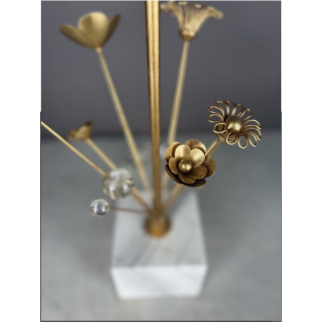 Modern Kate Spade Brass & Marble Flower Table Lamp For Sale - Image 3 of 4