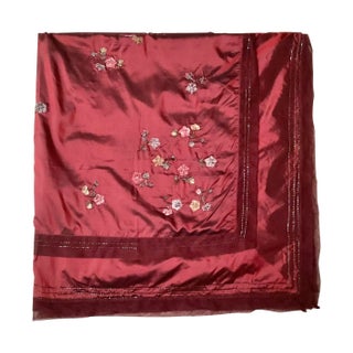 Sethi & Sethi Floral Embroidered Beaded Silk Throw/ Tabletopper For Sale