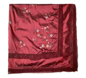 Sethi & Sethi Floral Embroidered Beaded Silk Throw/ Tabletopper