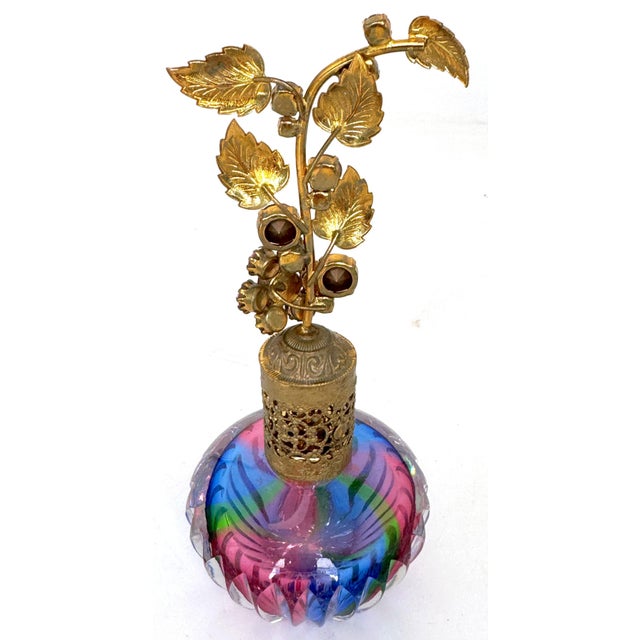 Hollywood Regency Jeweled Rainbow Cut Crystal Atomizer Perfume Bottle, Bohemia For Sale - Image 9 of 18