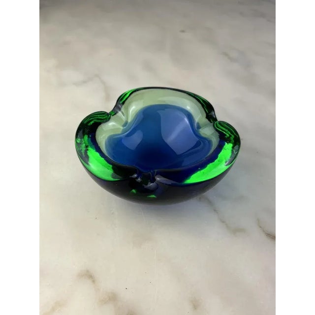 Murano submerged glass ashtray/pocket emptier, Italy, 1960s. Small signs of time, it is intact. Polychrome, belonged to my...
