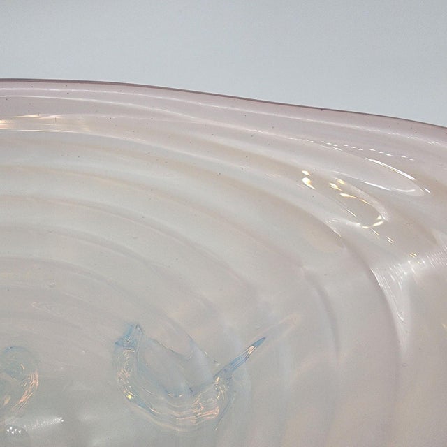 Large Cenedese Murano Glass Footed Console Bowl Pink Sommerso Swirl For Sale - Image 10 of 15